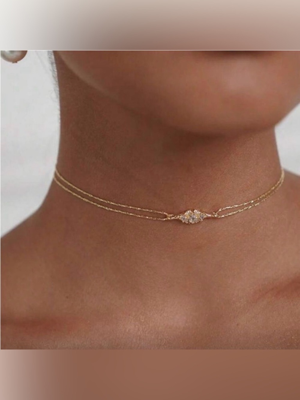 White Fox Boutique Gold Double-Strand Marquise Crystal Choker